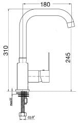 Agena Sink Mixer Black (L Pipe)