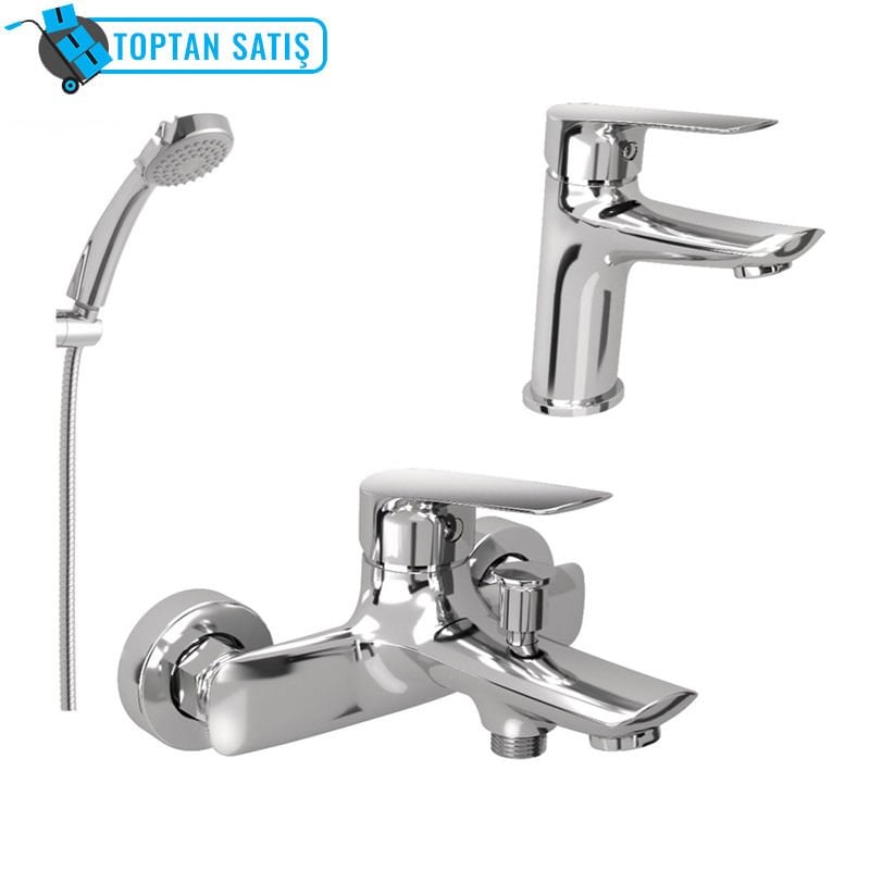 Tandem H12 Lavabo Bataryası + Tandem Banyo Bataryası + Rain S80 Solo El Duşu Set
