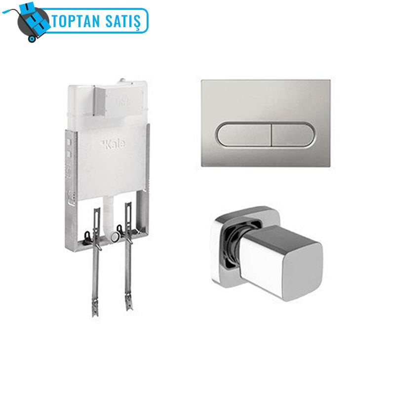 Versus Gömme Rezervuar Set (Capsule Mat Krom Panel + V200 Stop Valf)