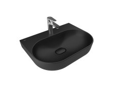 Zero 2.0 60x45 Armatür Bantlı Oval Tezgah Üzeri Lavabo Mat Siyah